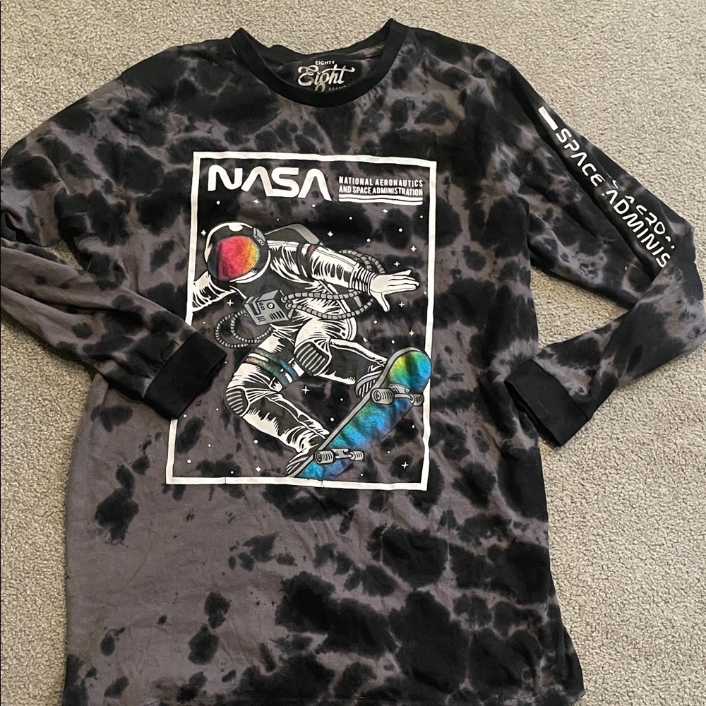 Eighty Eight NASA Astronaut Long Sleeve Tee - Black Tie-Dye